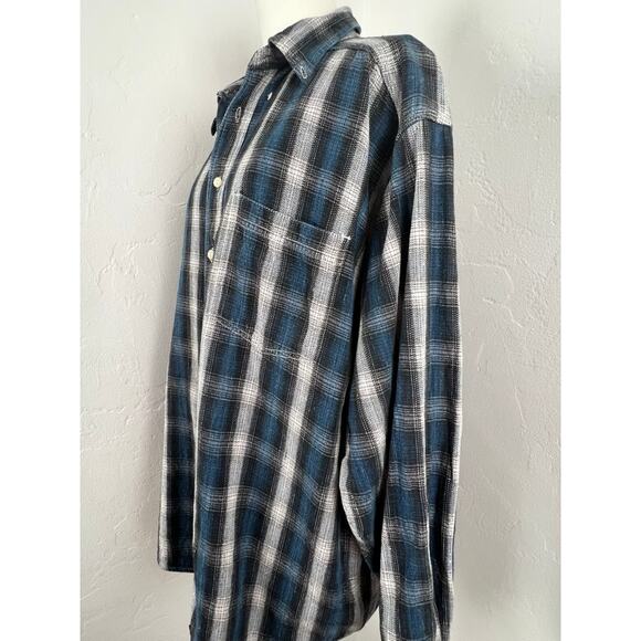BAXTER Indigo Denim Button-up Shirt in navy black & light gray plaid (Mens: XL) - Picture 3 of 10